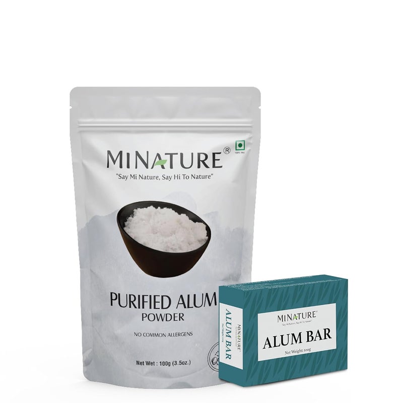 minature Combo of Alum Powder 100g Alum Bar Phitkari 100g Alum Stone Fitkari Only Alum Nothing Added Pure Natural Cruelty free - Image 1