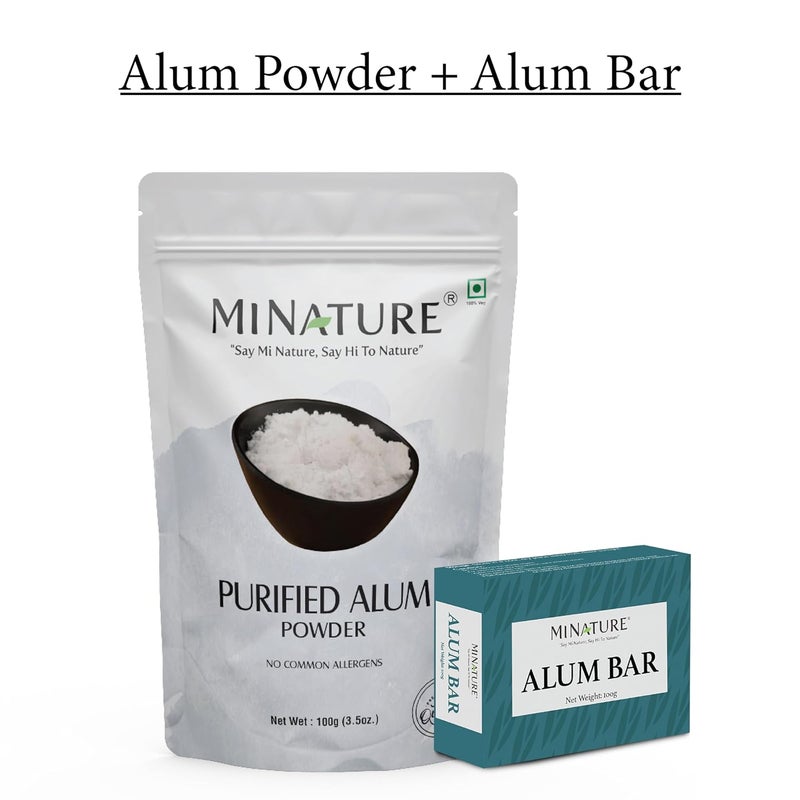 minature Combo of Alum Powder 100g Alum Bar Phitkari 100g Alum Stone Fitkari Only Alum Nothing Added Pure Natural Cruelty free - Image 2