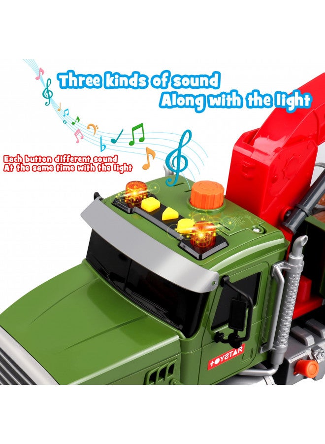 Dwi Dowellin Kids Toys for 3 4 5 6 7 Years Old Boys,15" Large Timber Truck with Loading Crane and 6 Trunks,Birthday Gifts for Boy Toddler Child - Image 5