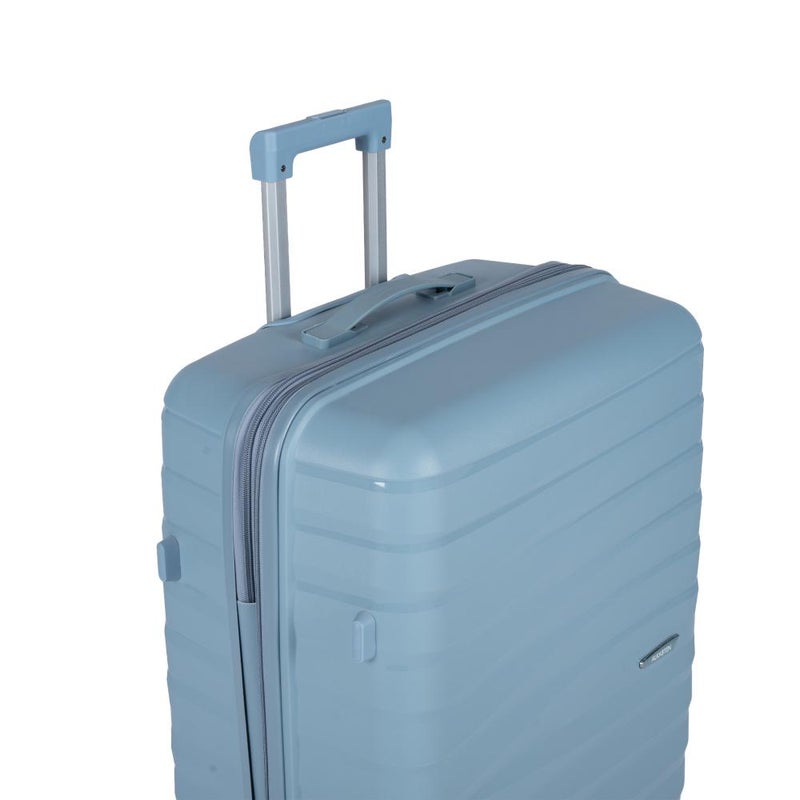 3-Piece Shatterproof Silicone Luggage Set, Durable Polypropylene Material, Elegant Geometric Design with Extra Expansion Zipper, Sky Blue - Image 4