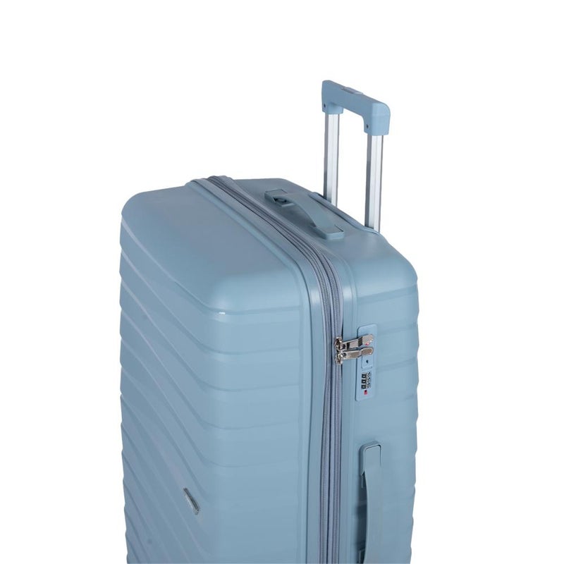 3-Piece Shatterproof Silicone Luggage Set, Durable Polypropylene Material, Elegant Geometric Design with Extra Expansion Zipper, Sky Blue - Image 5