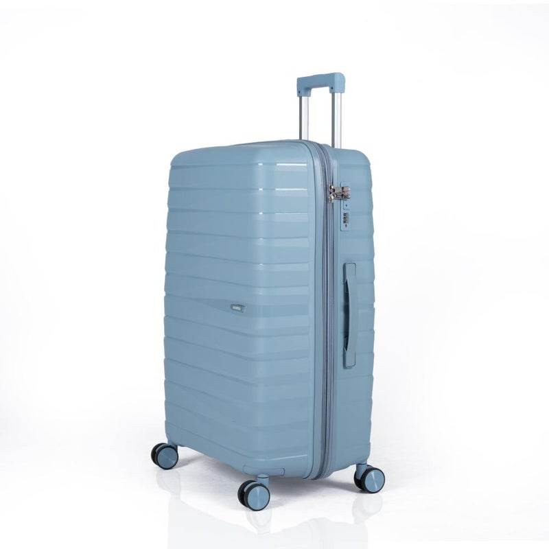 3-Piece Shatterproof Silicone Luggage Set, Durable Polypropylene Material, Elegant Geometric Design with Extra Expansion Zipper, Sky Blue - Image 2
