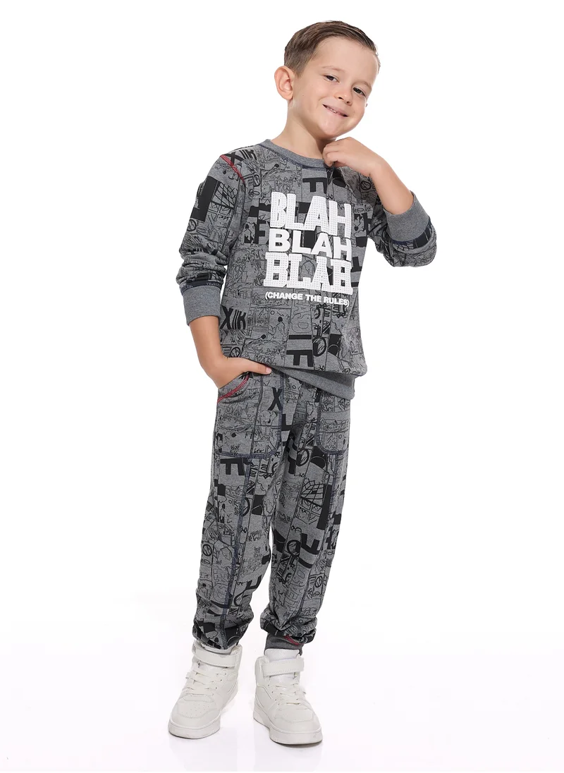 victor and jane Boys' 2-Piece Printed Sweatshirt and Jogger Set (2 -8 yrs)  Grey