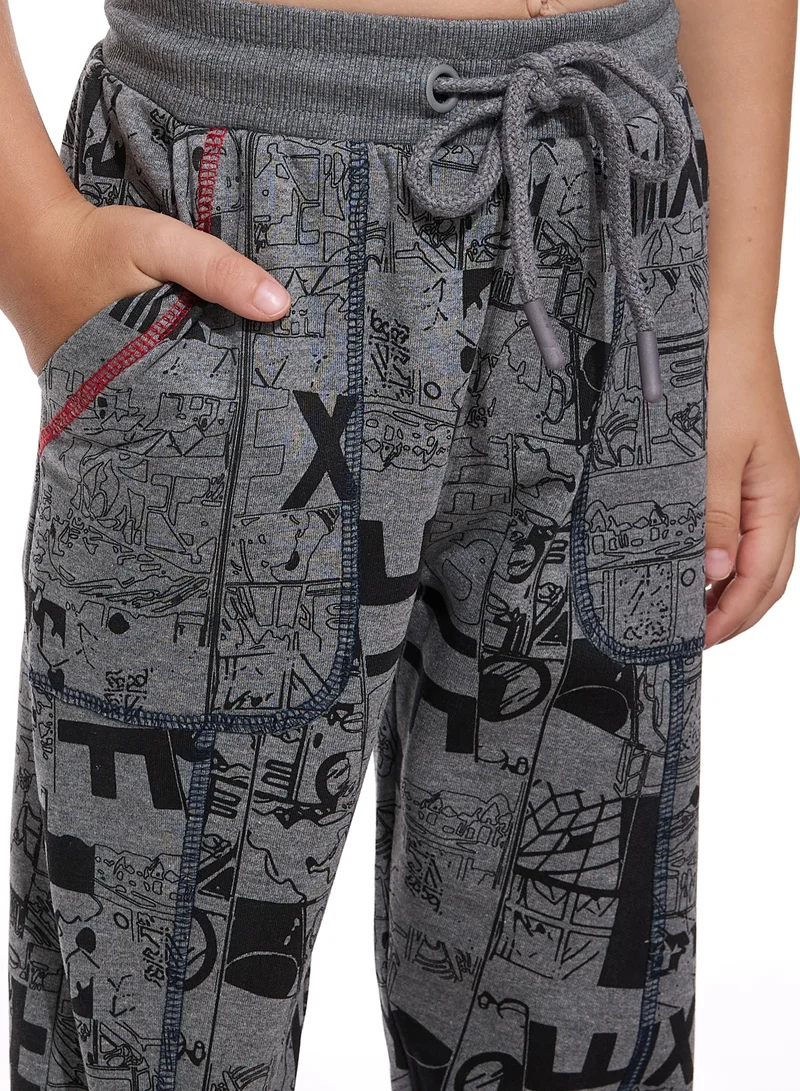 victor and jane Boys' 2-Piece Printed Sweatshirt and Jogger Set (2 -8 yrs)  Grey
