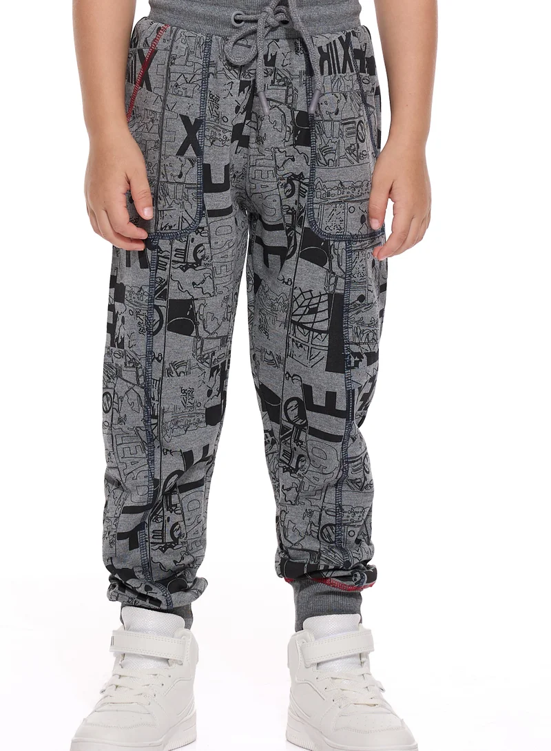 victor and jane Boys' 2-Piece Printed Sweatshirt and Jogger Set (2 -8 yrs)  Grey