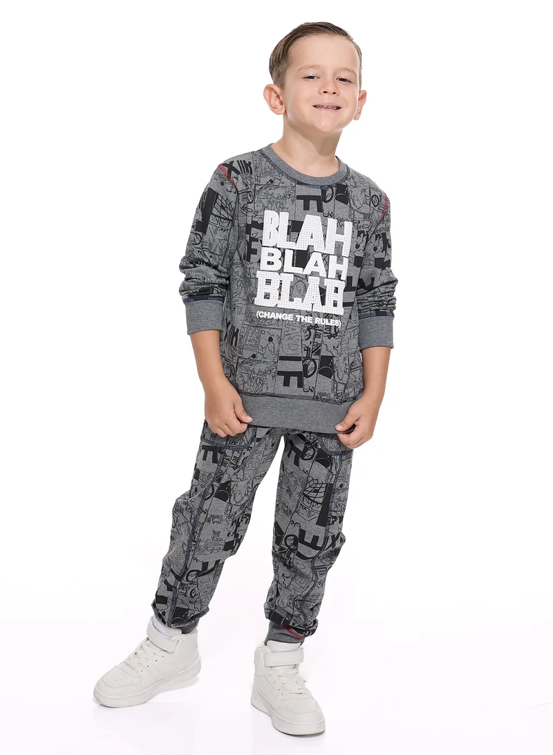 victor and jane Boys' 2-Piece Printed Sweatshirt and Jogger Set (2 -8 yrs)  Grey