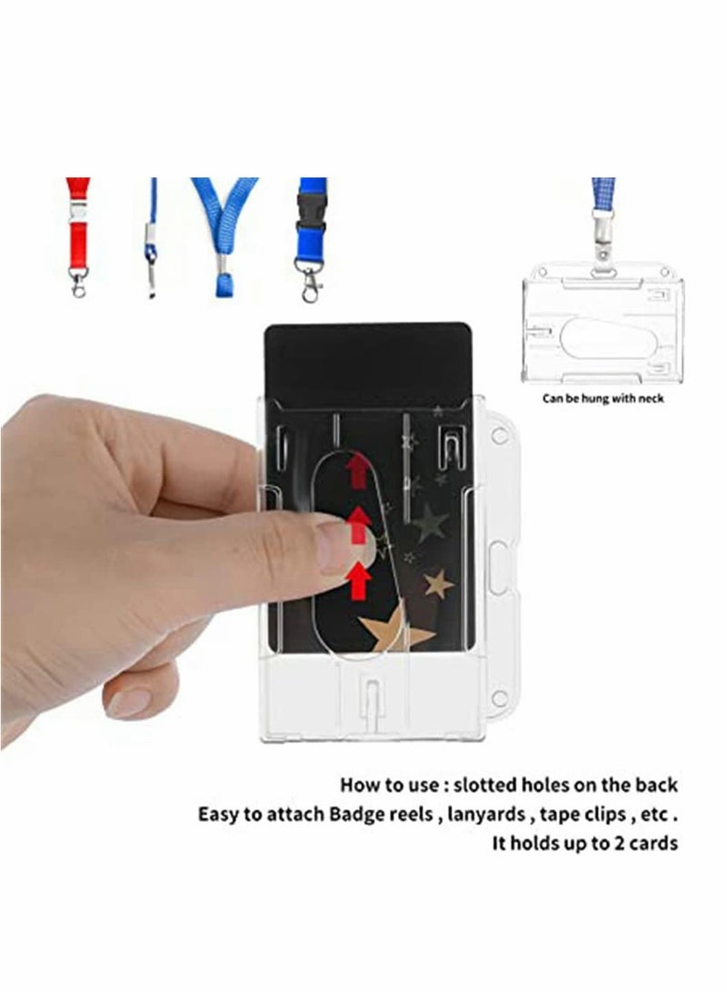 Excefore ID Card Badge Holder, 2 Pieces Clear Badge Holders Hard Plastic Card Holder ID Credit Card Protector with Thumb Slot - Image 3