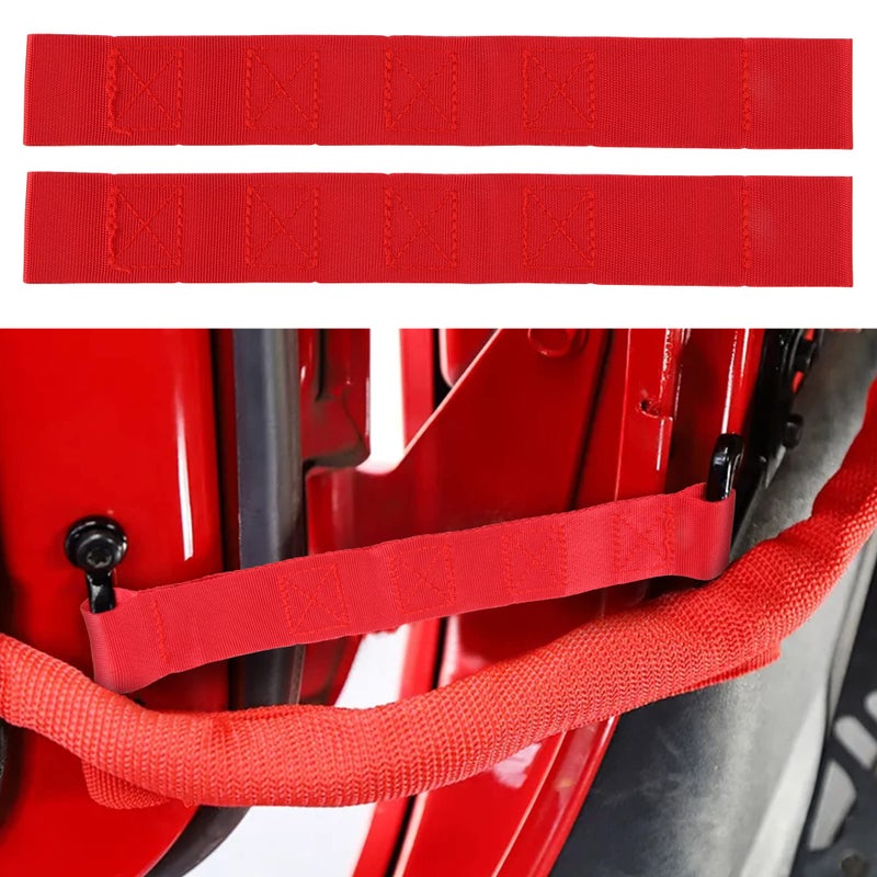 VOFONO Red Nylon Door Strap Fit for Jeep Wrangler TJ JK JL CJ JKU YJ Replacement Heavy Duty Door Limiting Check Strap Pack of 2