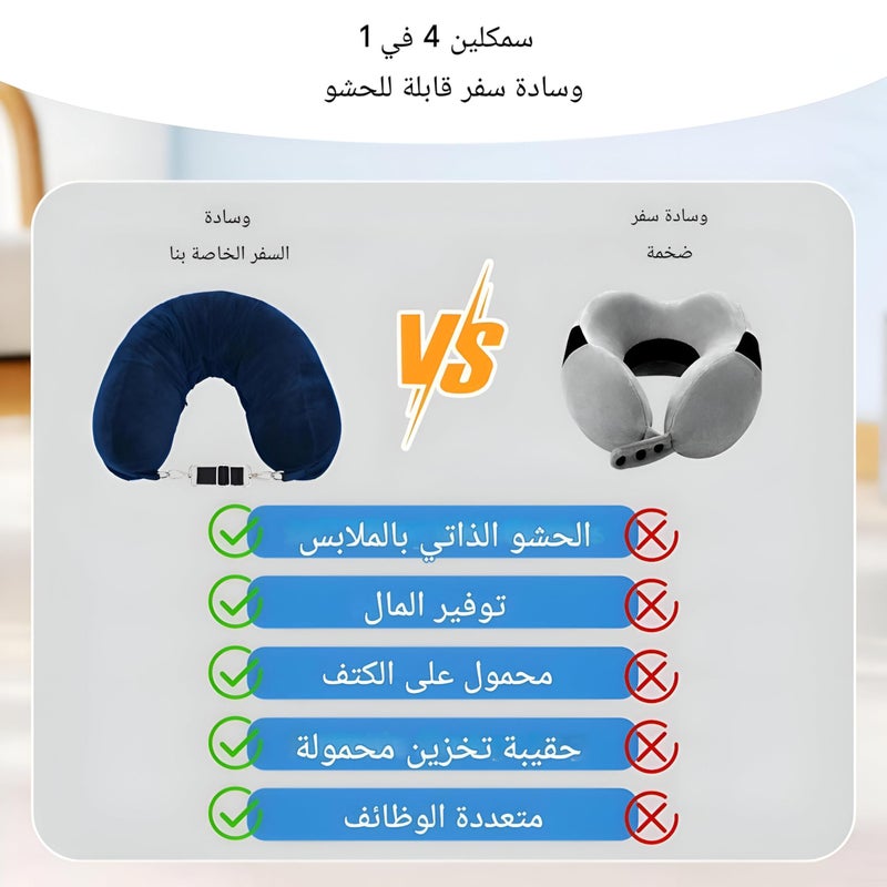 Neck Pillow - Inflatable Travel Pillow for Ultimate Comfort with Refillable Design and Storage Bag for Trips and Roads (Black) - Image 4