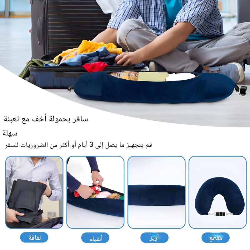 Neck Pillow - Inflatable Travel Pillow for Ultimate Comfort with Refillable Design and Storage Bag for Trips and Roads (Black) - Image 2