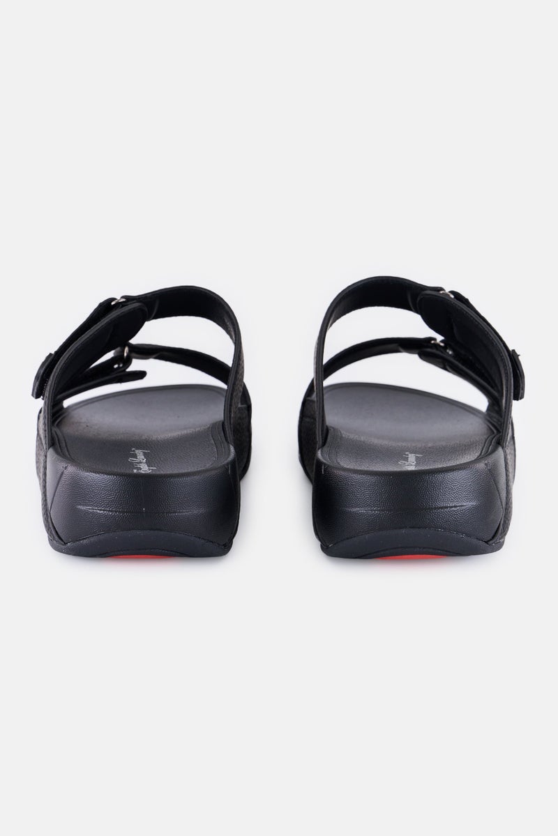 English Laundry Men Two Strap Slip On Arabic Sandals, Black  - Image 3