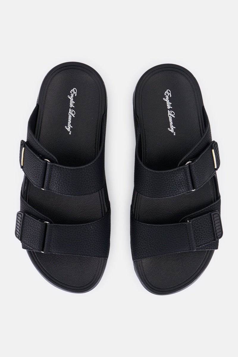English Laundry Men Two Strap Slip On Arabic Sandals, Black  - Image 4