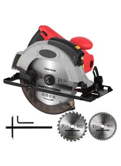 12A 5500RPM Corded Circular Saw with 7-1/4'' Circular Saw Blade and Laser Guide Max Cutting Depth 2.45'' (90°), 1.81'' (45°) for Wood and Log Cutting 3 Blades EU