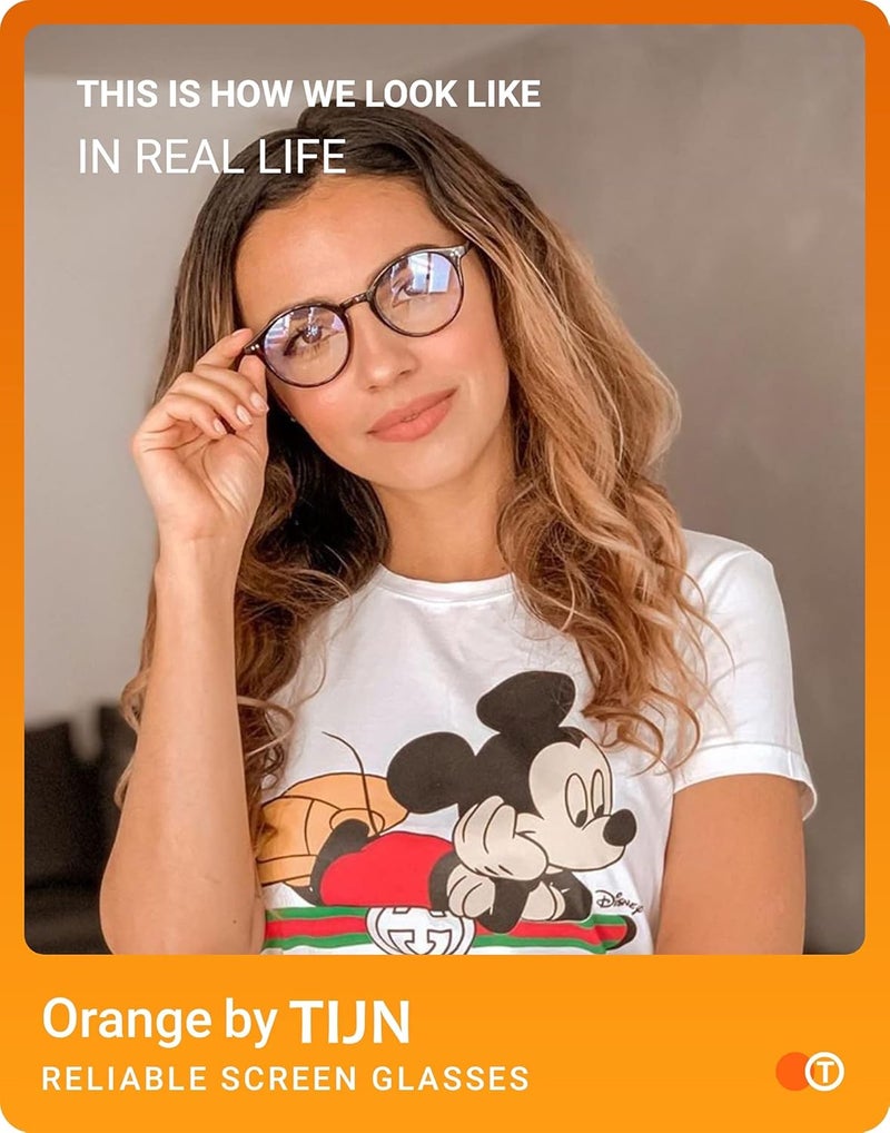 TIJN Blue Light Blocking Glasses Men Women Vintage Thick Round Rim Frame Eyeglasses - Image 2