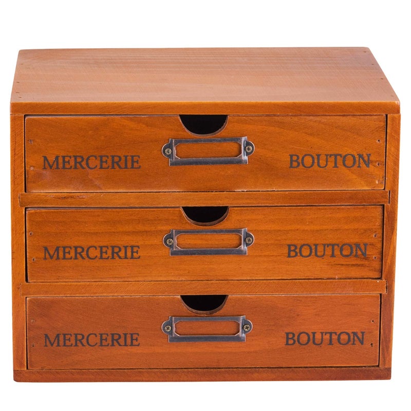Primo Supply Vintage 3-Drawer Organizer for Desk - Wooden Box with 3 Storage Drawers - Solid Wood Table Top Filing Cabinet for Organization and Storage - Paper Organizer - Rustic Desk Organizers and Accessories - Image 1
