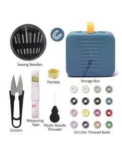 Excefore Sewing Kit, Travel Portable Sewing Supplies, for Home, Travel & Emergency, Filled with Mending and Sewing Needles, Magnetite, Scissors, Thimble, Thread, Tape Measure etc 21pcs Blue  - Image 2