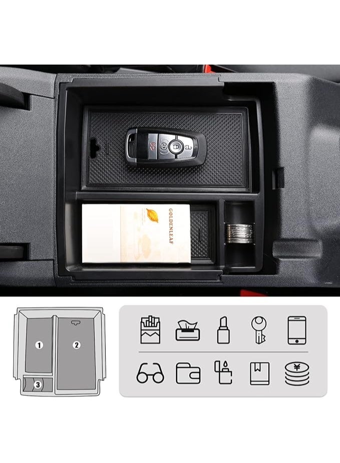 MABEF Center Console Organizer Tray for Ford Bronco ($2021\text{-}2024$) – Armrest Secondary Storage Insert Box with Non-Slip Mat - Image 5