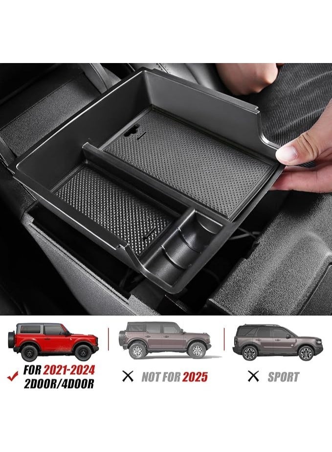 MABEF Center Console Organizer Tray for Ford Bronco ($2021\text{-}2024$) – Armrest Secondary Storage Insert Box with Non-Slip Mat - Image 1