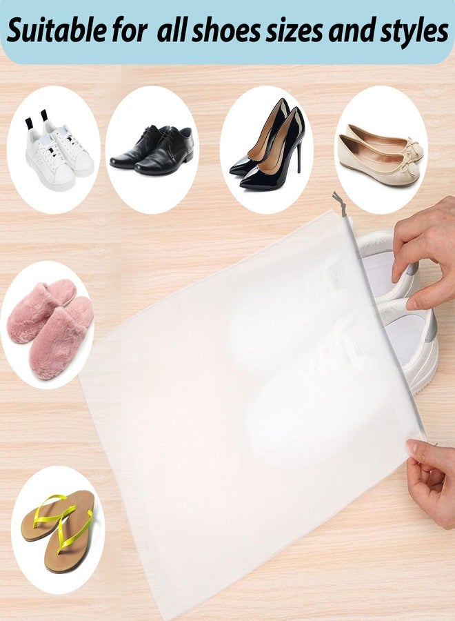 DMIMIA 20PCS Transparent Travel Shoe Bags, Large 15.7x11.8 Inch Waterproof Drawstring Pouches, Clear Shoe Storage for Suitcase, Travel, Moving and Clothing Organizer for Men Women, Clear, Transparent - Image 4