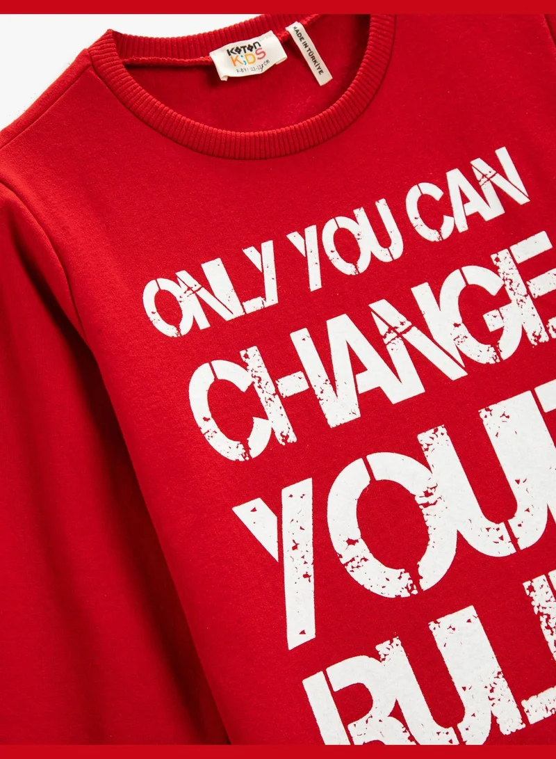 كوتون Sweatshirt Long Sleeve Printed Crew Neck