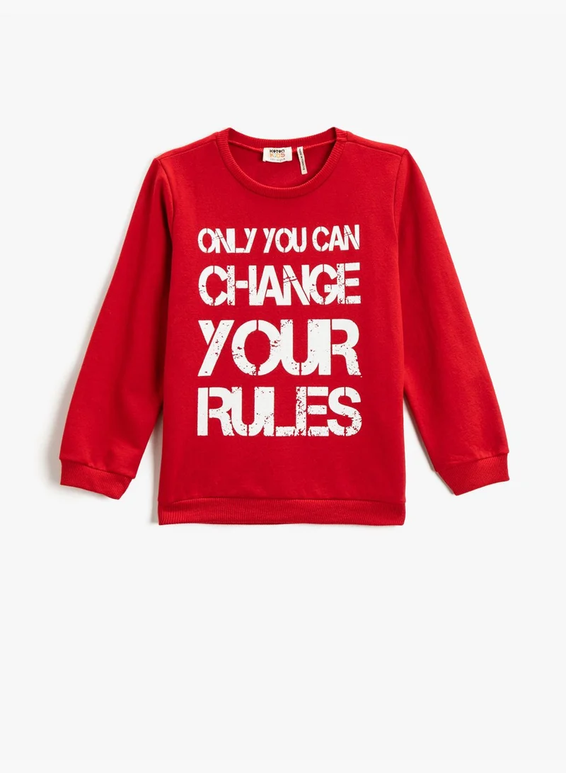 كوتون Sweatshirt Long Sleeve Printed Crew Neck