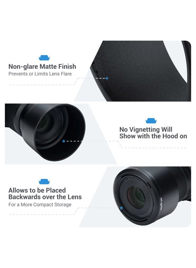 JJC ET-60B Lens Hood for Canon RF-S 55-210mm f/5-7.1 is STM Telephoto Zoom Lens on Canon R50 R100 Replaces Canon ET-60B with Reversible Design, Compatible with 55mm Filter and Lens Cap - Image 4