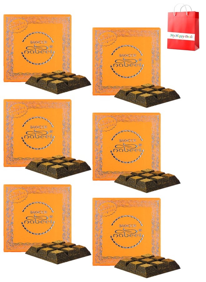 Nabeel Pack of 6 Bakhoor Nabeel 40 Grams Beautiful Smelling Popular Oudh Incense Solid Perfume Bar  - Image 1