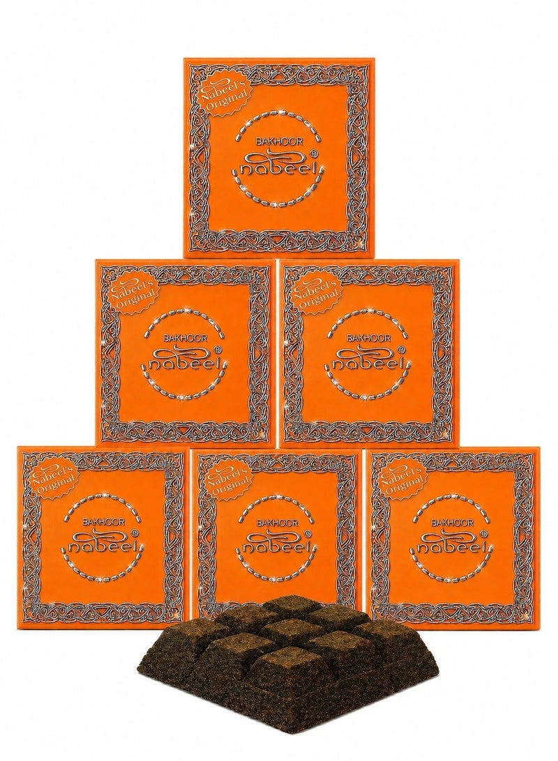 Nabeel Pack of 6 Bakhoor Nabeel 40 Grams Beautiful Smelling Popular Oudh Incense Solid Perfume Bar - Image 1