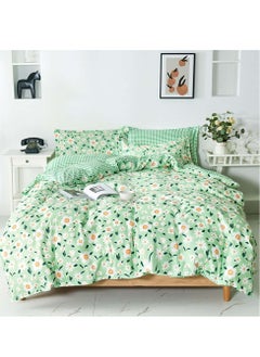Sharpdo 4 Pieces Bed Sheet Set Luxury Cotton Microfiber Soft Quilt Set with 1 Comforter/Quilt Cover, 1 Flat Sheet and 2 Pillowcases Single 2.2m(220*240cm) Bed  - Image 1