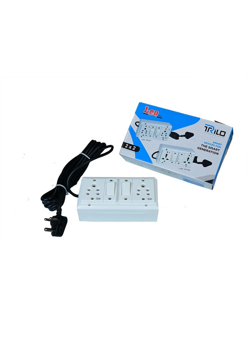 PRAKASH PRAKASH Leo 6 Amp Socket Extension Board with 36m Cord Independent Switches 2 Plugs for Versatile Appliance Support 6 amp 2 Switchs Pack of 1  - Image 2