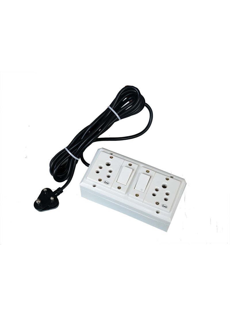 PRAKASH PRAKASH Leo 6 Amp Socket Extension Board with 36m Cord Independent Switches 2 Plugs for Versatile Appliance Support 6 amp 2 Switchs Pack of 1  - Image 1