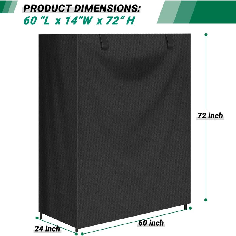CATOTEL Storage Shelving Unit Cover,Waterproof Shelf Cart Cover Protective Outdoor Indoor Storage Rack Dust Cover with Zipper (60""Lx24""Wx72""H), Black, O0-C2NH-ZY28 - Image 3