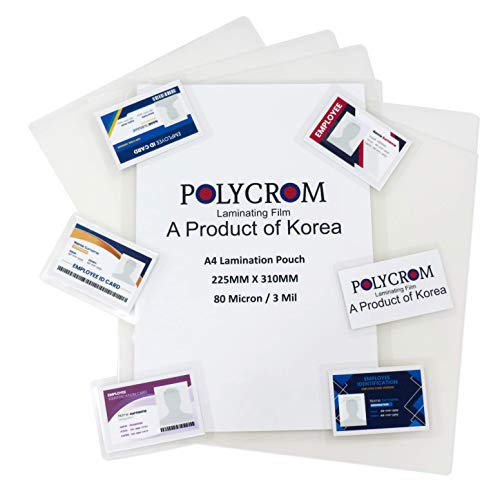 Polycrom Korean (A4 Size) Lamination Pouch Clear Glossy Thermal Transparent Waterproof 100 Sheets (Home&Office) 80 Microns - Image 1