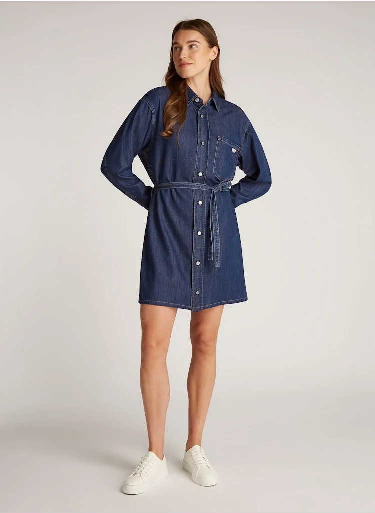 كالفن كلاين جينز Button Down Bellted Denim Dress