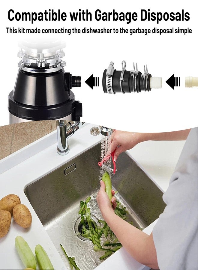 Amviner محول خرطوم تصريف غسالة الأطباق متوافق مع مطاحن القمامة Insinkerator، مجموعة موصلات تصريف مطاطية تتضمن مشبك خرطوم واحد و3 مشابك زنبركية - Image 4