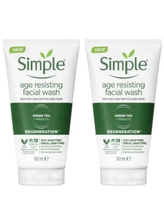 simple 2pcs of Simple Age Renewing Facial Wash, 150 ml - Image 1