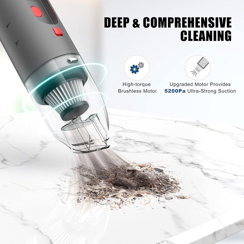FYA Handheld Vacuum Cleaner Cordless Wireless Hand VacuumAir Blower 2in1 Mini Portable Car Vacuum Cleaner with Powerful Suction USB Rechargeable Vacuum for Home and Car HEPA Filter Black - Image 3