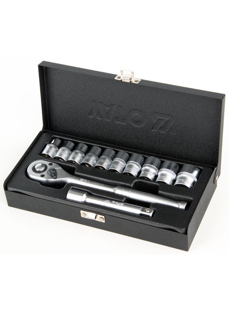 YATO Socket Set 13pcs 1/2"Dr 6pt Metal Case YT-12621