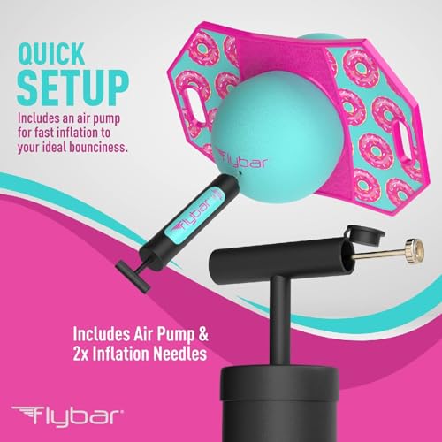 Flybar كرة بوجو فليبار للألعاب الخدع للأطفال، لوح قفز خدع للأولاد والبنات من عمر 6 سنوات فما فوق، بحد أقصى 160 رطل، يتضمن مضخة، مقبض سهل الحمل، سطح بلاستيكي متين، لعبة قافز بوجو (دونات) - Image 4