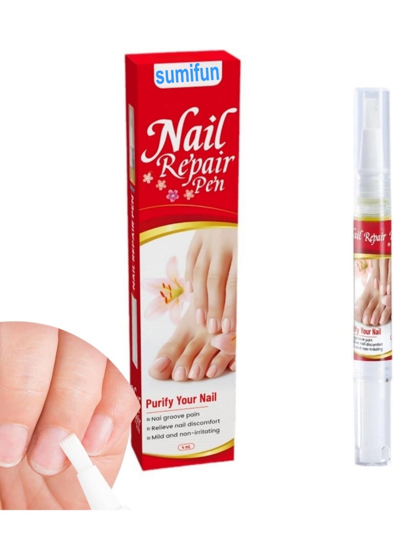 Sumifun قلم إصلاح الأظافر 4 مل محلول مضاد للفطريات لإصلاح الأظافر، يستهدف تغير اللون للأظافر الرمادية والسوداء، قلم مضاد للبكتيريا للعناية بالأظافر، يعزز سمك الأظافر ونظافتها، يستعيد صحة الأظافر - Image 1