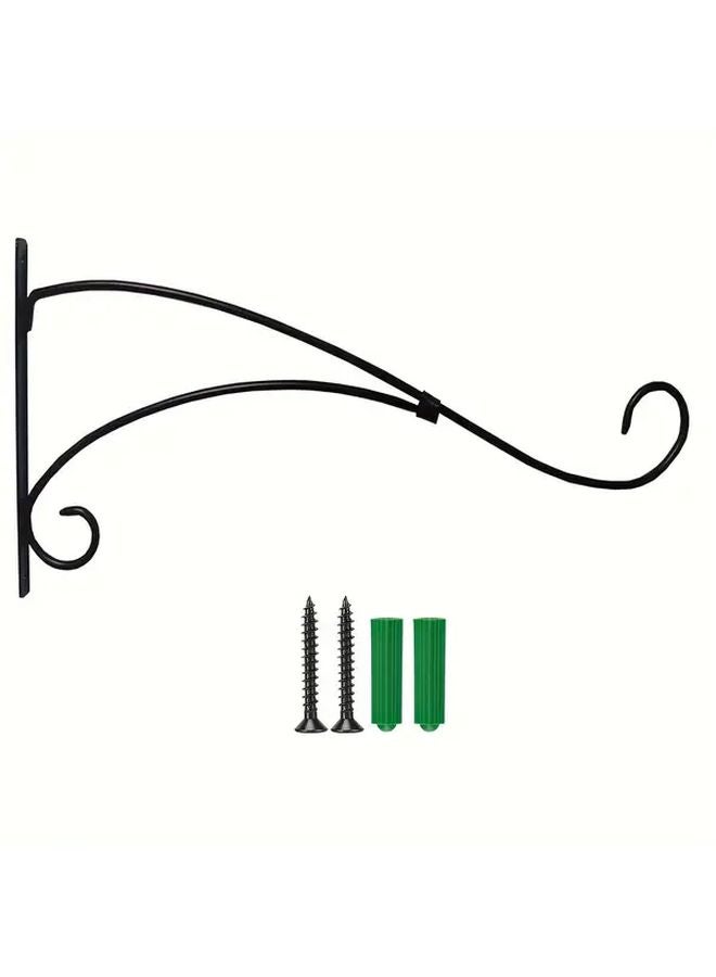 1pc Black Metal Plant Hanger 19 Inch Heavy Duty Wall Mount Hook For Pots Baskets - Image 1