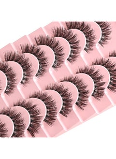 FARRED Natural Lashes Wispy False Eyelashes Fake Cat Eye Lashes Pack 10 Pairs Natural Look Lash Strips Fluffy Mink Eyelash Full Strip Lashes (C1 | 8-14Mm)  - Image 5