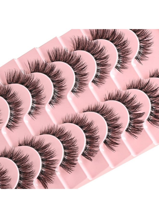 FARRED Natural Lashes Wispy False Eyelashes Fake Cat Eye Lashes Pack 10 Pairs Natural Look Lash Strips Fluffy Mink Eyelash Full Strip Lashes (C1 | 8-14Mm) - Image 5