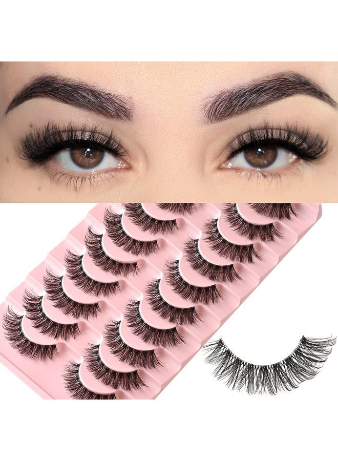 FARRED Natural Lashes Wispy False Eyelashes Fake Cat Eye Lashes Pack 10 Pairs Natural Look Lash Strips Fluffy Mink Eyelash Full Strip Lashes (C1 | 8-14Mm) - Image 1