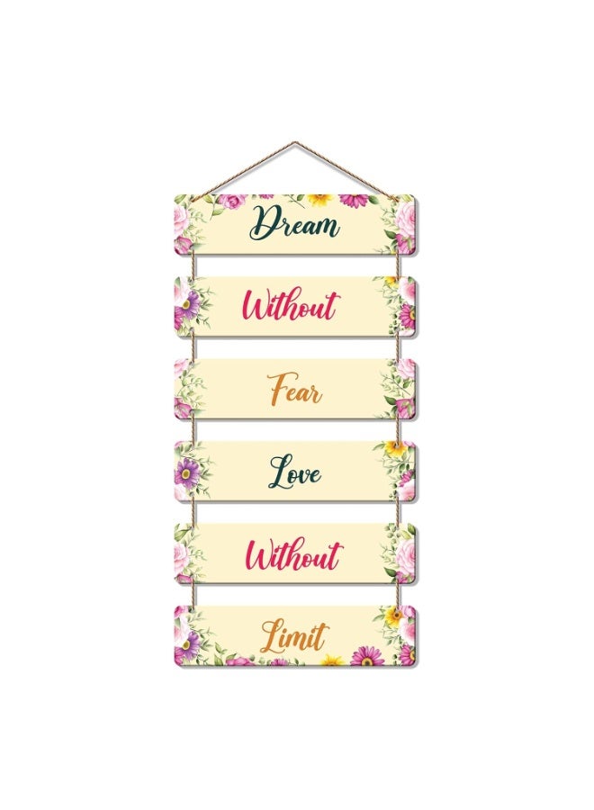 Artvibes Decorative Wall Hanging Wooden Art Decoration item for Living Room | Bedroom | Home Decor | Gifts | Quotes Decor Item | Wall Art For Hall | Mdf Wall Decoration, Set of 6 (WH_3212NR) - Image 1