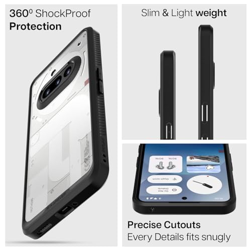KAPAVER Impulse Series Back Cover Case for Nothing Phone 3a (PC +TPU) (Impulse Black Case + TG) - Image 4