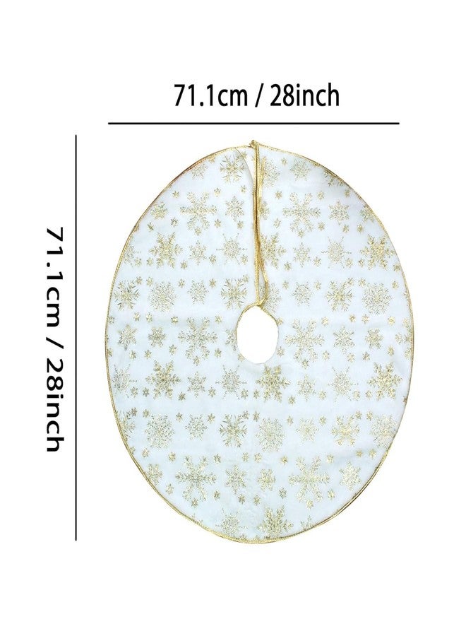 PartyToko 1PCS Christmas Tree Skirt with Sequin Faux for Christ mas Decorations Home Indoor Tree Base Cover Mat Gold Snowflake Print 28 inch - Image 4
