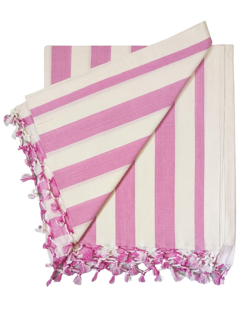 EthnicAlive Bhagalpuri Striped Chadar for Summer| Soft Dull Cotton Chadar for Sleeping | Odhne Wali Chadar-Pink - Image 3