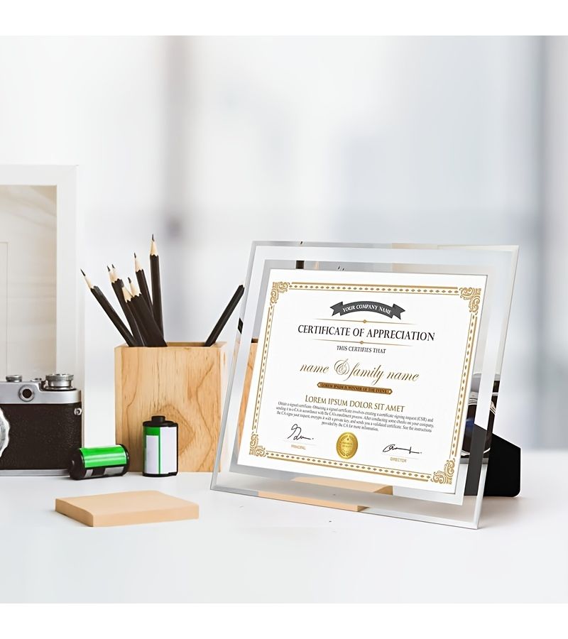 2 Crystal Glass Picture Frame Pendulum A4 Lace Silvery Certificate Of Honor Graduation Gift For Colleagues Classmates Wall Mounted - Image 4