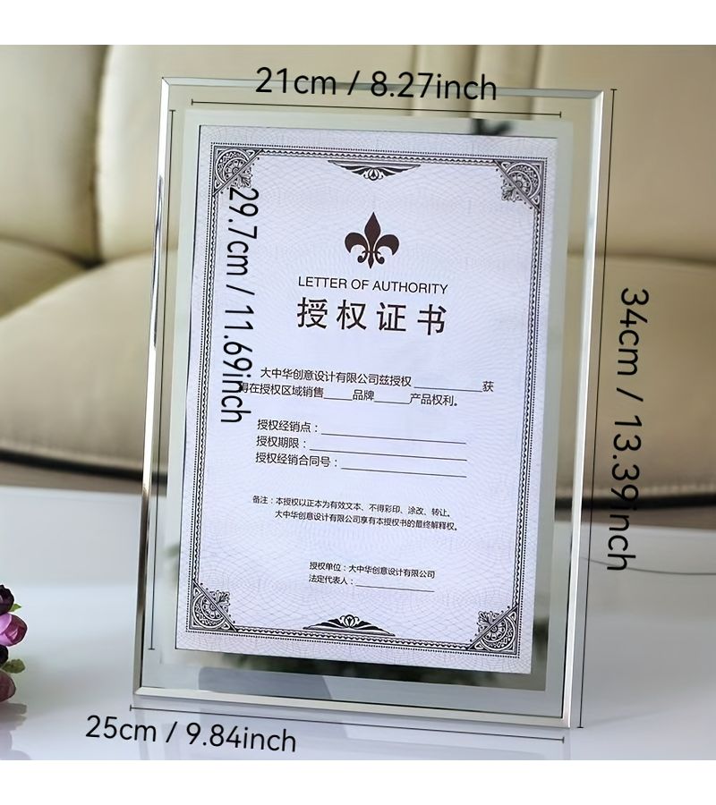 2 Crystal Glass Picture Frame Pendulum A4 Lace Silvery Certificate Of Honor Graduation Gift For Colleagues Classmates Wall Mounted - Image 3